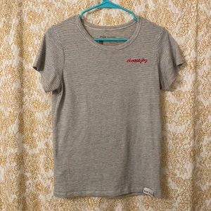 Embroidered “choose joy” striped tee